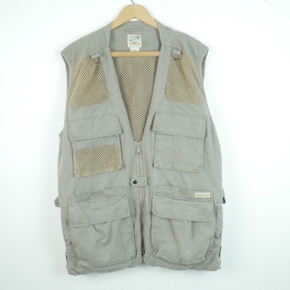 Travelsmith Vest Men's Medium Utility Safari Gorpcore Pockets‎ Mesh Cargo Field